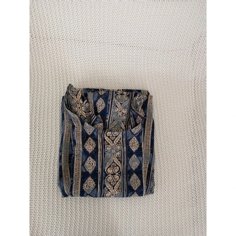 Marks & Spencer Vintage Maxi Dress Blue Paisley Boho Effortless Sleeveless M - Picture 16 of 16